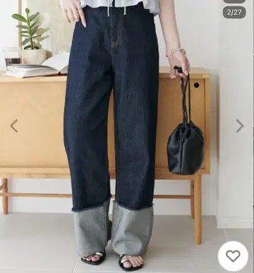US 코튼 롤업 데님 팬츠