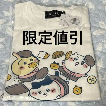 치이카와 치이카와 베이커리 티셔츠 넘어지는 트리오 화이트 M