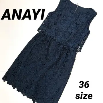 ANAYI 네이비 전체 레이스 원피스 플라워 36 포멀