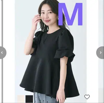 코카 볼륨 슬리브 페플럼 블라우스