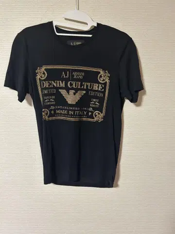 Armani Jeans 데님 컬처 티셔츠 M 블랙