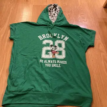 반팔 BROOKLYN 28 미키마우스 후드티 레트로 디즈니