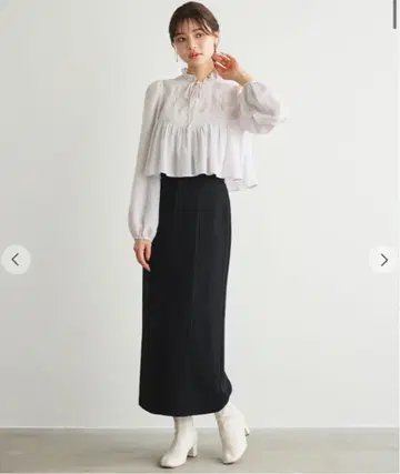 릴리안 캐럿 사이드 리브 타이트 스커트 2 블랙 새상품