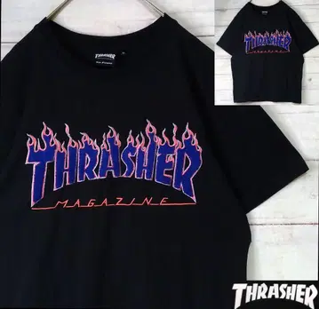 THRASHER 트레셔 자수 패치 빅 로고 티셔츠 블랙