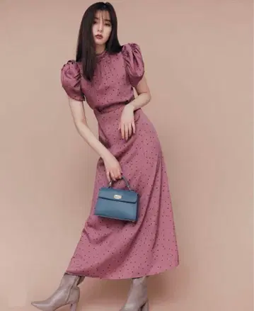 SNIDEL 개더 퍼프 슬리브 원피스 sweet 콜라보
