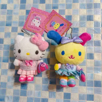산리오 학원 반짝임부 헬로키티 우사하나 봉제 인형 마스코트 2개 세트