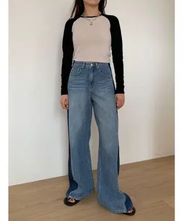 워싱 사이드 라인 디자인 데님 S Didot.showroom