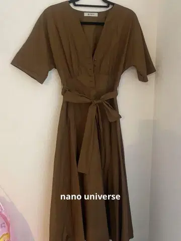브라운 반팔 셔츠 원피스