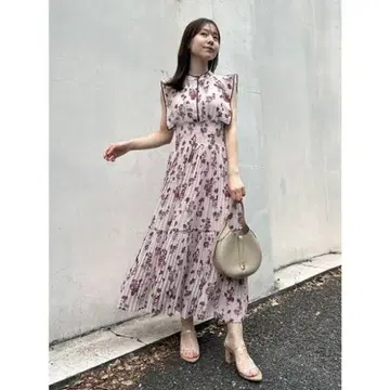 SNIDEL 스나이델 플라워 프린트 꽃무늬 바이컬러 롱 원피스