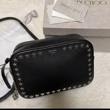 JIMMY CHOO 숄더백 블랙 가죽 스터드 카메라백