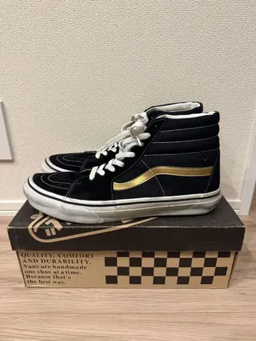 VANS SK8-HI 스케이트 하이 블랙 금 블랙 올드 하이 탑