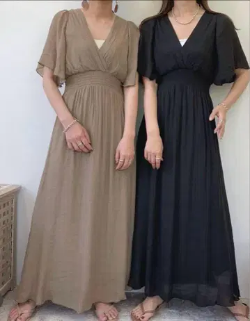 Blate 린넨 터치 백 리본 카슈쿨 원피스