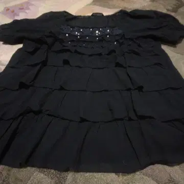 핑크하우스 미사용 블랙 프릴 블라우스