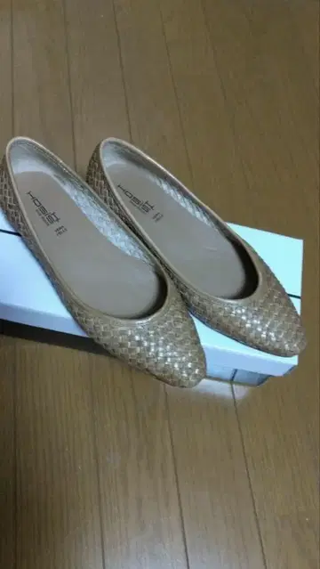 HOSHI 샌드 woven leather 플랫슈즈 38