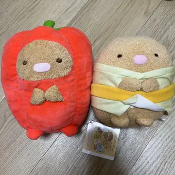 스미코구라시 빨간 파프리카 오니기리 봉제 인형 세트