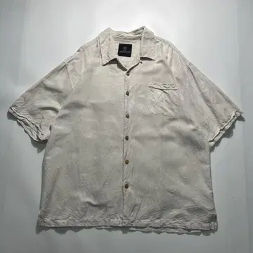 JAMAICA JAXX 실크 셔츠 2XL 아이보리 오픈 카라 6765