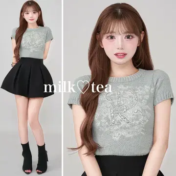 택 포함 새상품 다리치 DR 비쥬 플라워 니트 탑 그레이