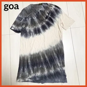 goa 고아 티셔츠 남색 프리 롱 티셔츠 상의 반팔 구제 의류 의류