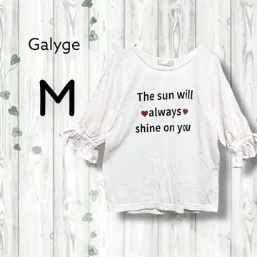 Galyge 5부 소매 레이스 티셔츠 프린트 캔디 슬리브 화이트