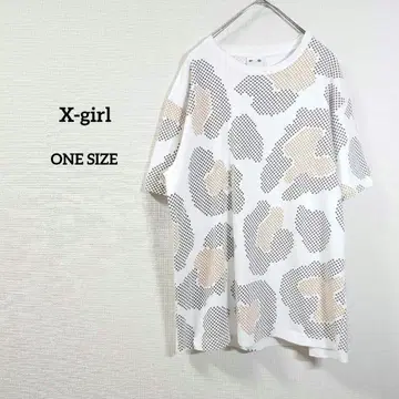 엑스걸 티셔츠 반팔 도트 브라운 베이지 화이트 여성용