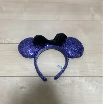 미키 귀 머리띠 보라색 반짝이