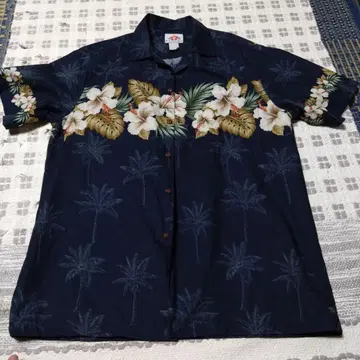 M D FASHION 남성용 반팔 셔츠 알로하 네이비 컬러