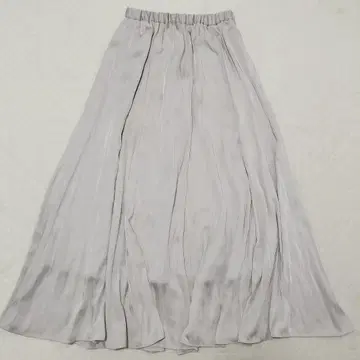 유나이티드 애로우즈 새틴 플레어 스커트 롱 기장 밝은 그레이 36