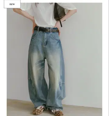 FASHIRU 빈티지 배럴 청바지 와이드 팬츠