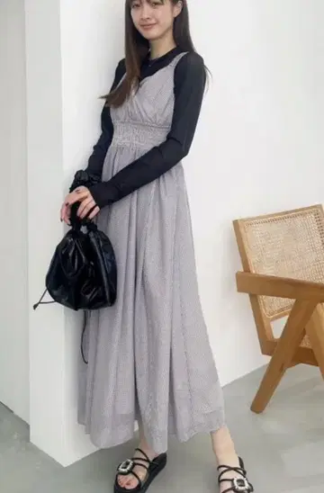 깅엄 체크 원피스