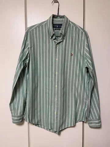 Ralph Lauren 커스텀 핏 셔츠 M 그린 스트라이프