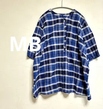 MB mint breeze 체크 블라우스 블루 빅 사이즈 5L