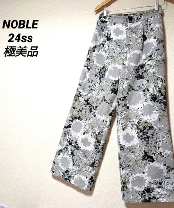 NOBLE 블록 플라워 프린트 스트레이트 팬츠 꽃무늬 와이드 팬츠