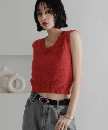 LOWRYS FARM 슬라브 백 버튼 베스트 빨간색