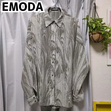 EMODA 셔츠 올 패턴 시어 긴팔 프리 사이즈 에모다 셔츠 마블