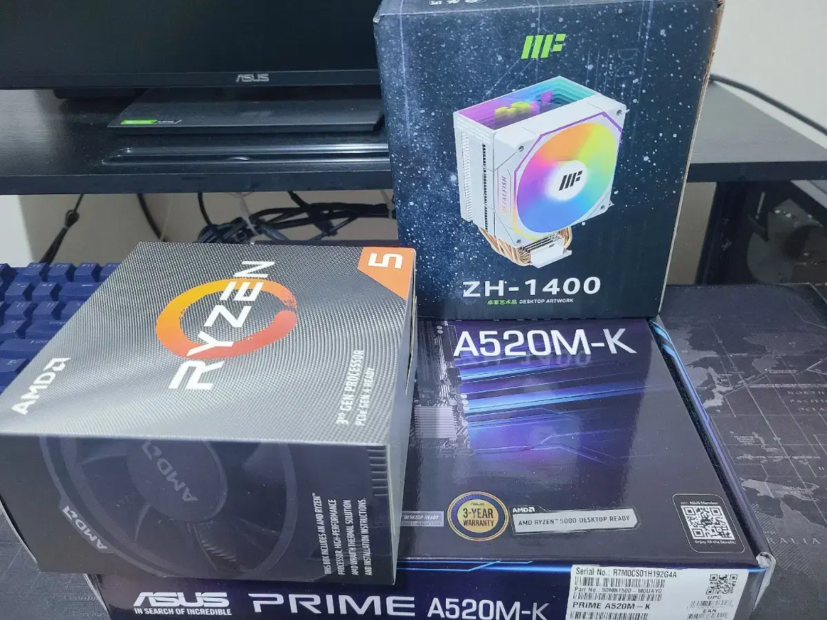 6-Core Ryzen 3600 + ASUS A520M-K + Tower LED Cooler