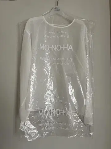 한국 MONOHA 화이트 시스루 긴팔 상의