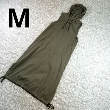 후드 부착 슬리브리스 롱 원피스 카키 M 여성용