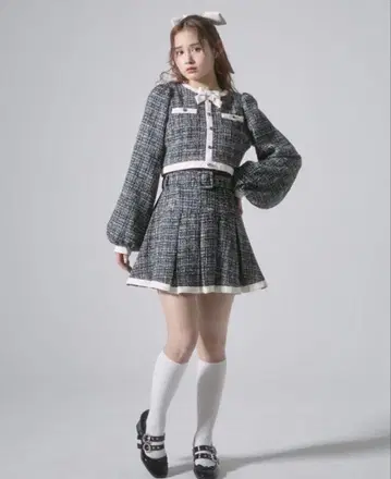 새상품급 bubbles 가죽 자켓 리본 블라우스 셋업 버블스