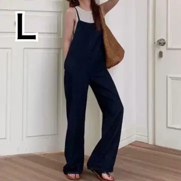 데님 살로펫 올인원 백 리본 체형 커버 다크 블루