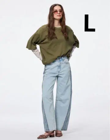 GU 지유 2톤 배럴 레그 청바지 데님 팬츠 새상품 l