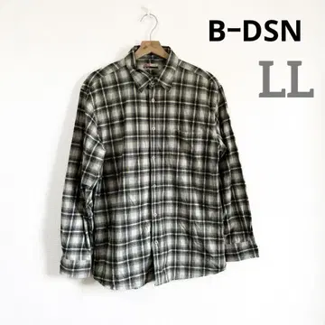B-DSN 남성용 LL XL 긴팔 셔츠 체크 무늬 상의 플란넬 셔츠