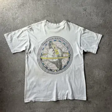 90s 바나나리퍼블릭 포켓 티셔츠 USA제 화이트 S 백 프린트