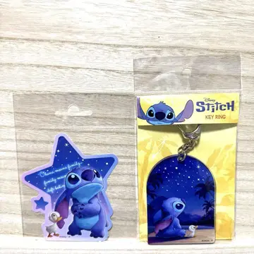 스티치 영화 극장 아크릴 키링 & 홀로그램 스티커 새상품