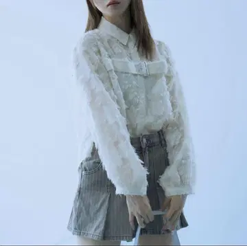 프론트 벨트 꽃 프린지 시어 셔츠 [chunpi]