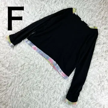 긴팔 티셔츠 멀티 컬러 밑단과 소매 블랙 F 여성용
