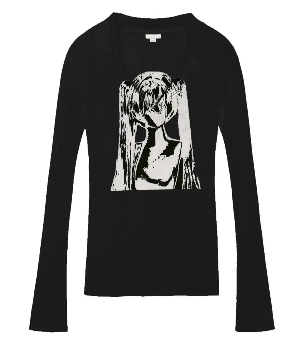 Bonnae kara Graphic Top Black Long Sleeve