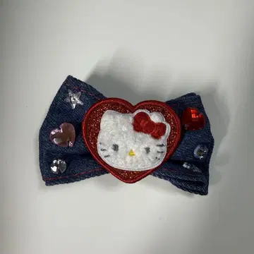 산리오 데님 와펜 디자인 시리즈 시크릿 헤어 클립 헬로키티