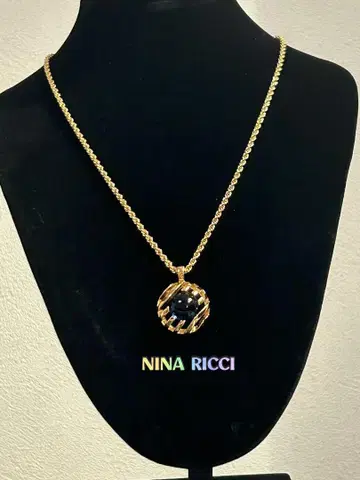 NINA RICCI 골드 블루 스톤 목걸이