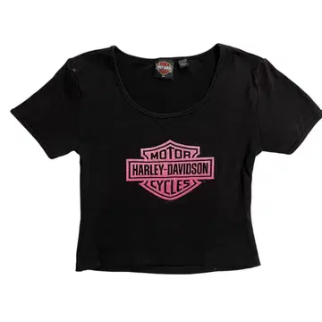HARLEY-DAVIDSON 숏 기장 티셔츠 블랙