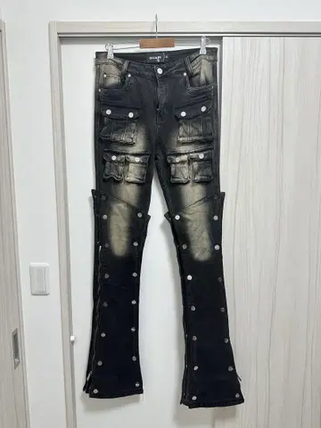 GUAPI PREMIUM 블랙 데님 플레어 팬츠